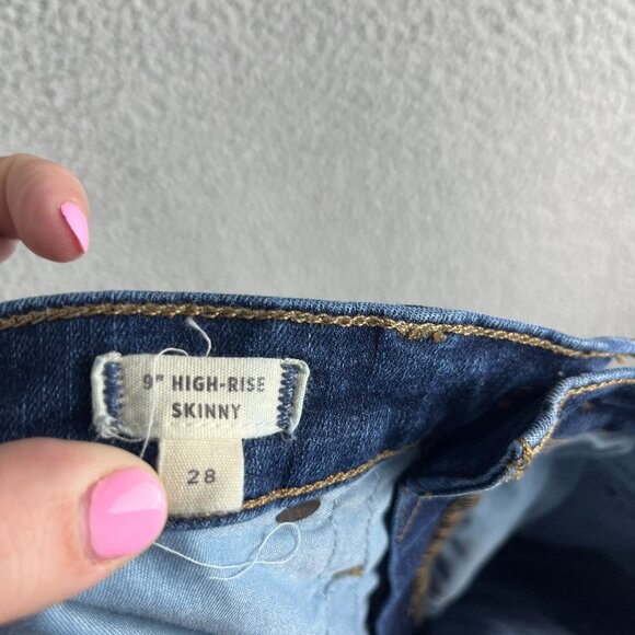 Madewell Medium Wash Buttonfly 9" High-Rise Skinny Blue Denim Jeans Size 28‎ - Picture 2 of 15